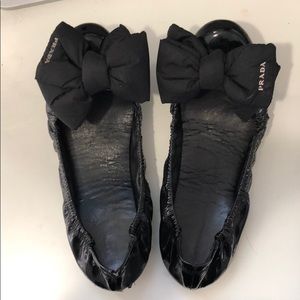 Prada Bow Flats Black
